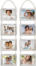 4x6 Hanging Picture Frames Collage with 8 Openings - Distressed White, 2 PK