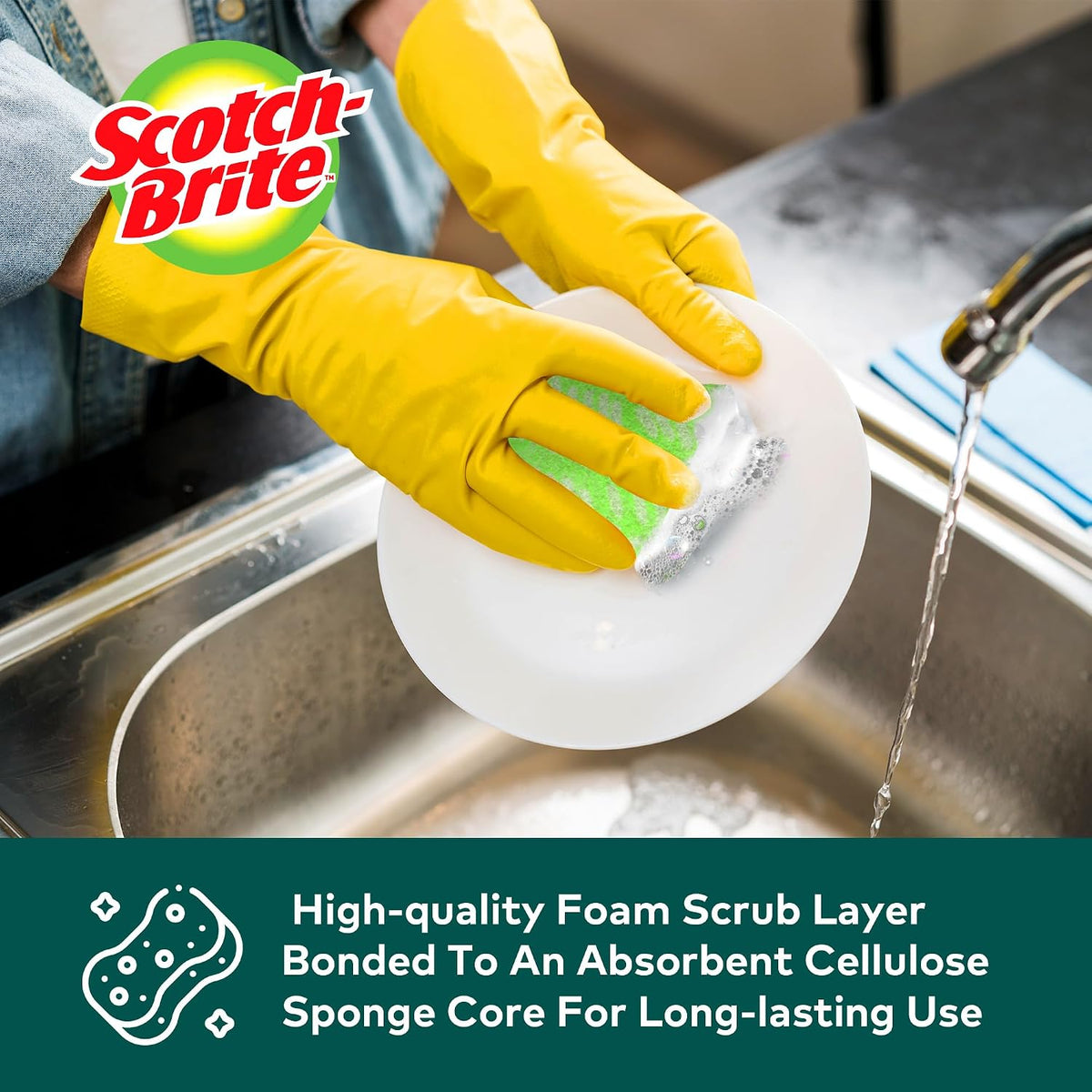 Scotch-Brite ocelo Non-Scratch Scrub Sponges, Assorted Designs, Scratch-Free for Nonstick Cookware & Dishes, Kitchen & Bathroom Use, Reusable Multi-Surface Cleaning Sponges (12 Count (Pack of 3))
