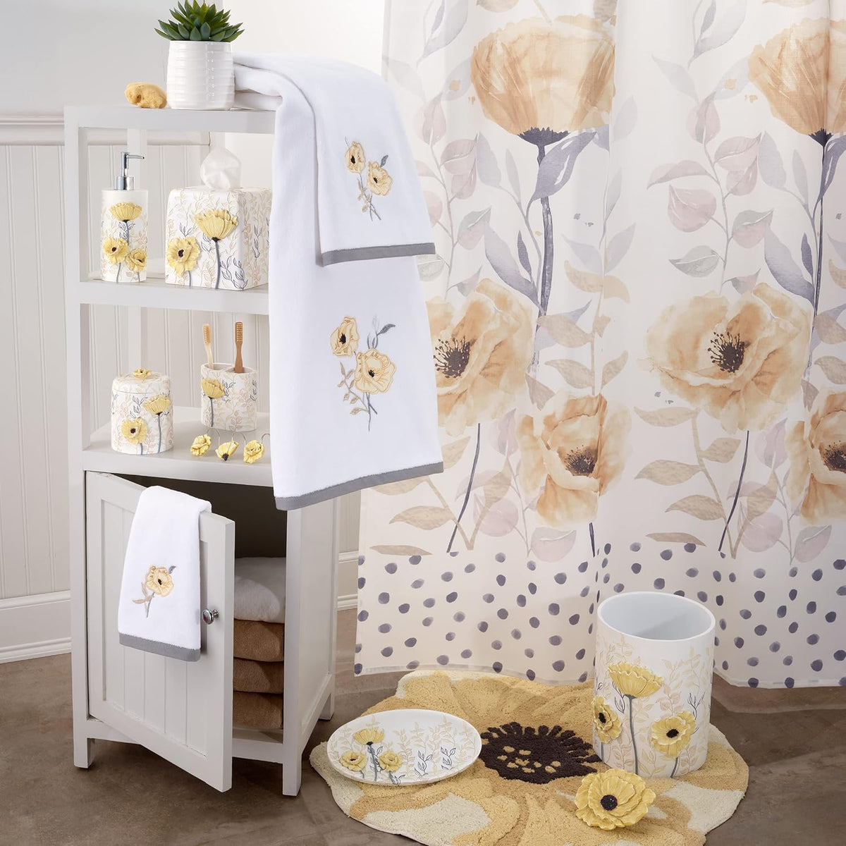 Avanti Linens - Floral Bathroom Rug 20x30, Soft, Non-Slip & Absorbent Cotton