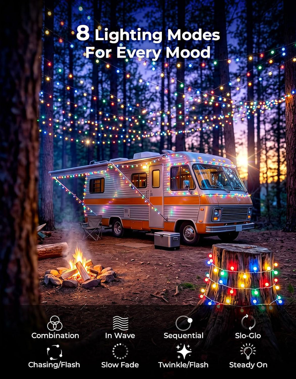 LitHome 66FT Globe String Lights for Indoor Bedroom Connectable, Multicolor
