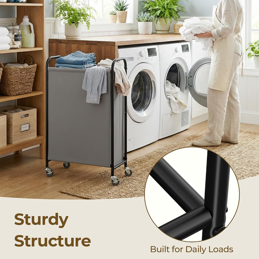 GRANNY SAYS Laundry Hamper, Slim Basket with Wheels and Handles, Grey, 80L