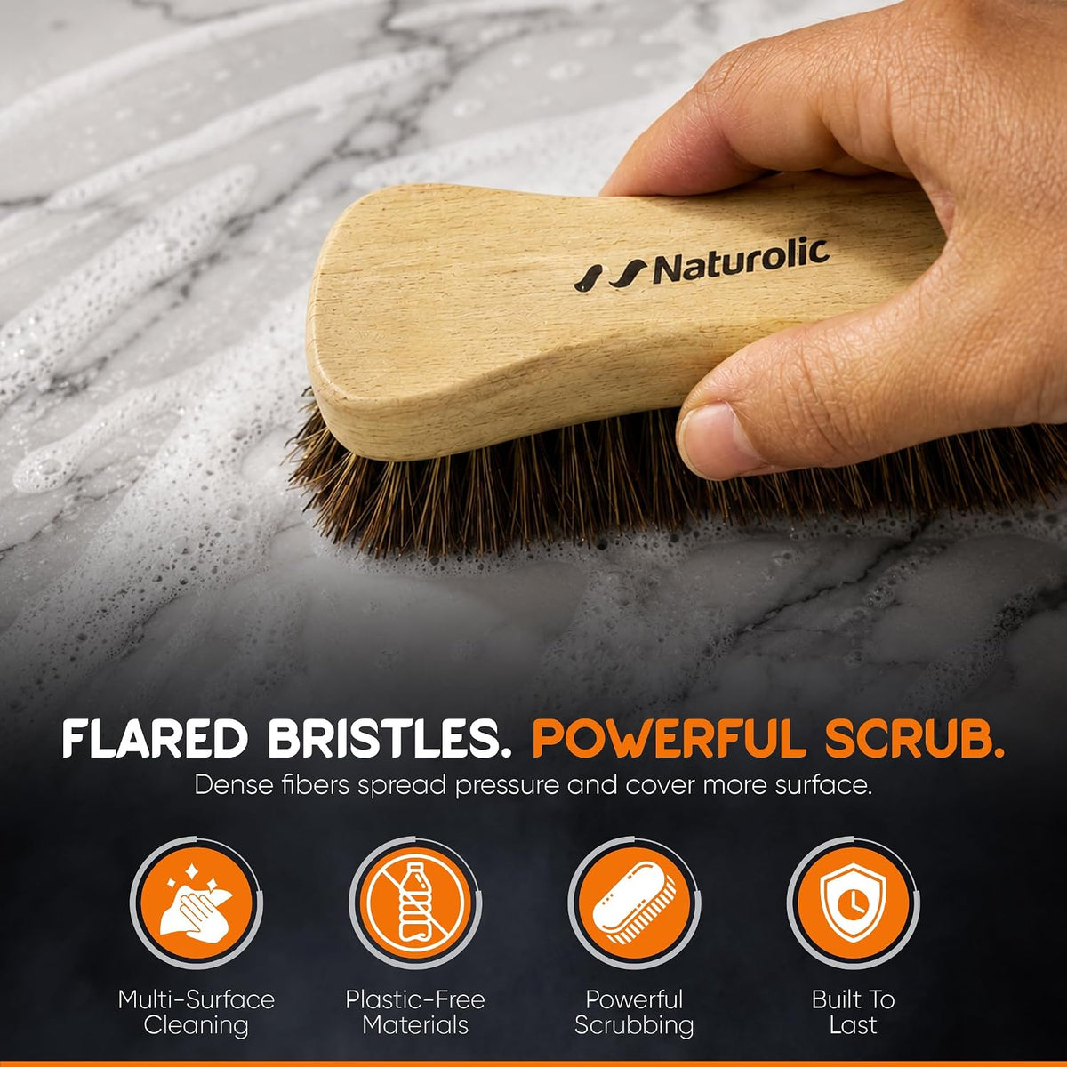 All-Natural Wooden Scrub Brush Set | Wooden Handle | Tampico and Palmyra bristles | Eco Friendly Cleaning Products | Pack of 2