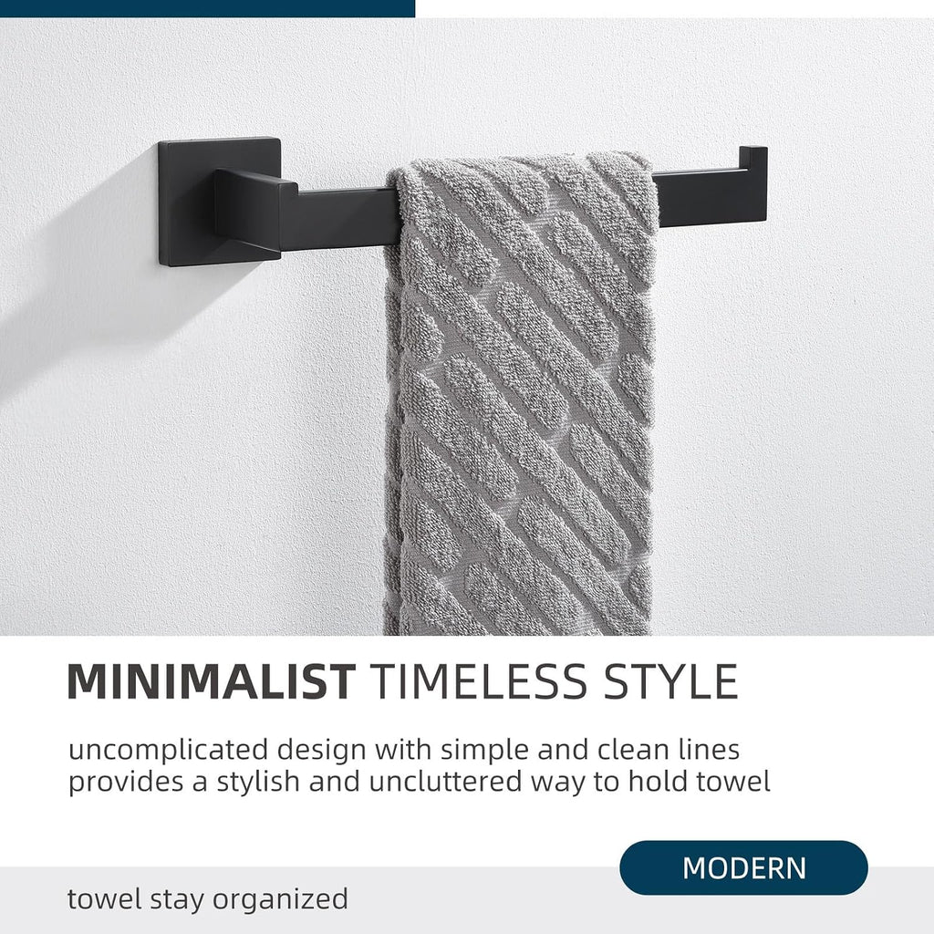 Angle Simple Bathroom Towel Holder Matte Black, 10.24-Inch Hand Towel Rack