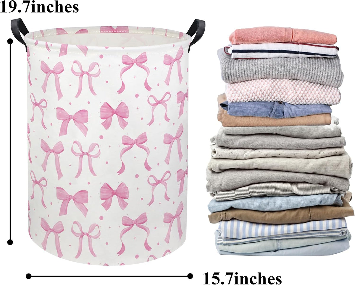 Baby Laundry Basket Baby Hamper for Nursery Girl Kids Butterfly Hamper Cute Storage Bin Organizer Butterfly Room Decor for Home(Dreamy Bowknot)