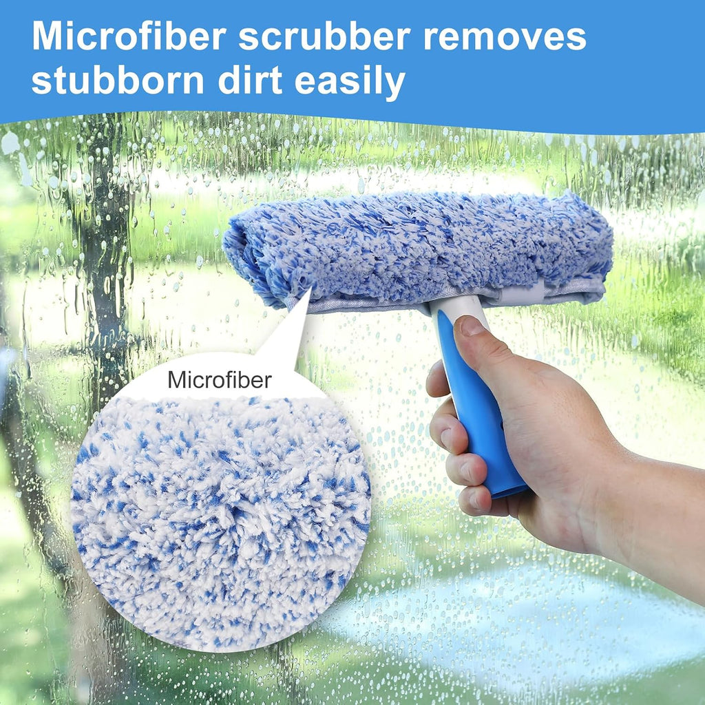 Mitclear Window Cleaning Kit 10IN Squeegee & Scrubber for Shower Glass Car