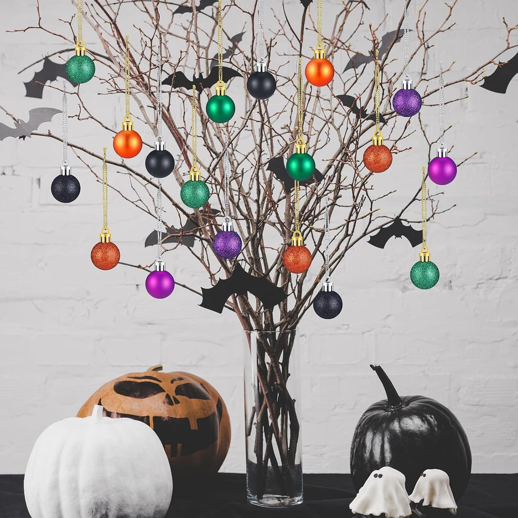 Sumind 80 PcsMini Halloween Ball Ornaments 1 Inch Halloween Glitter Balls