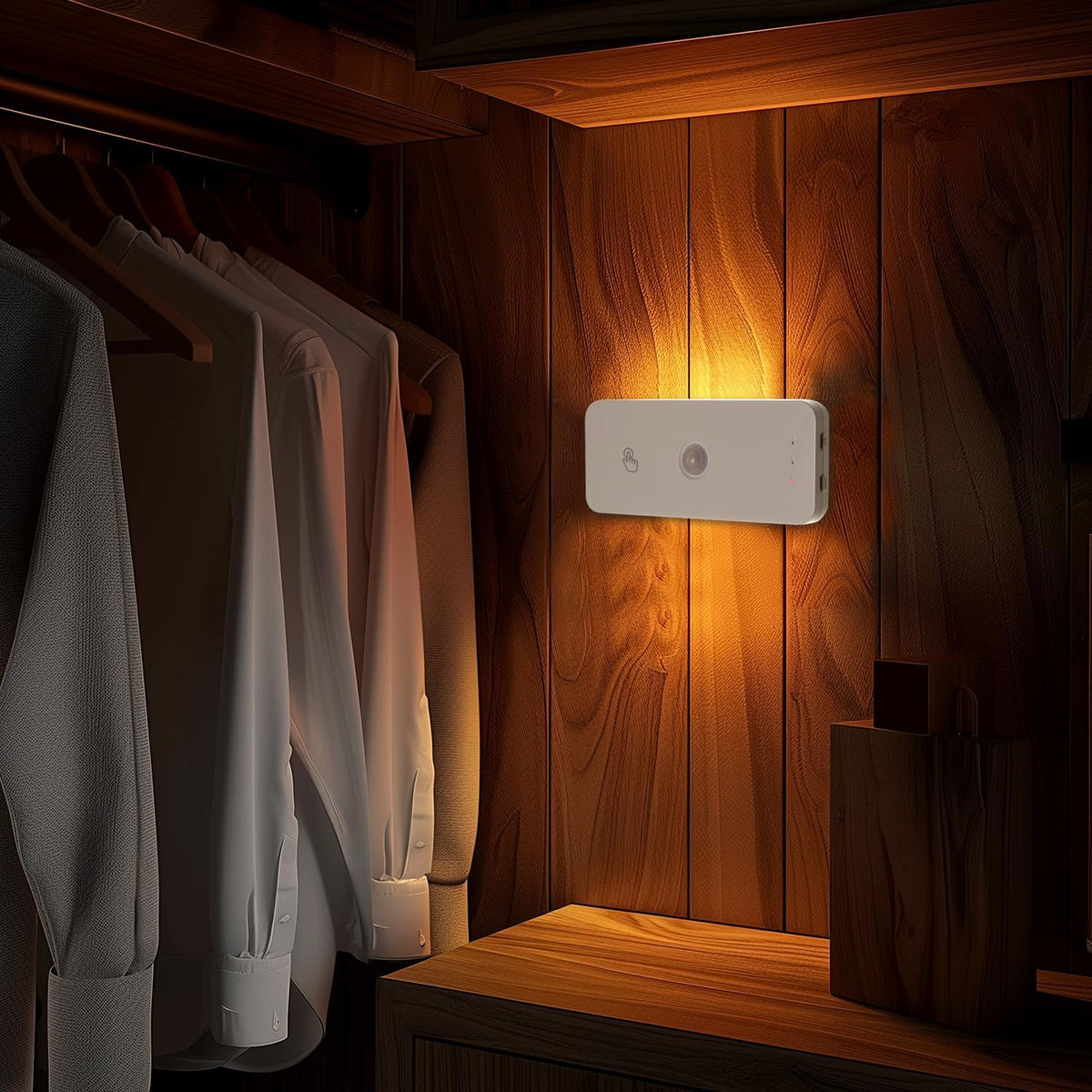 DAMI Led Motion Sensor Night Light 2 Pack, Rechargeable Stair Light 1100mAh, Dimmable Hallway Lights with 3 Color Temperature, Magnetic Locker Lights for Closet Hallway Bedroom