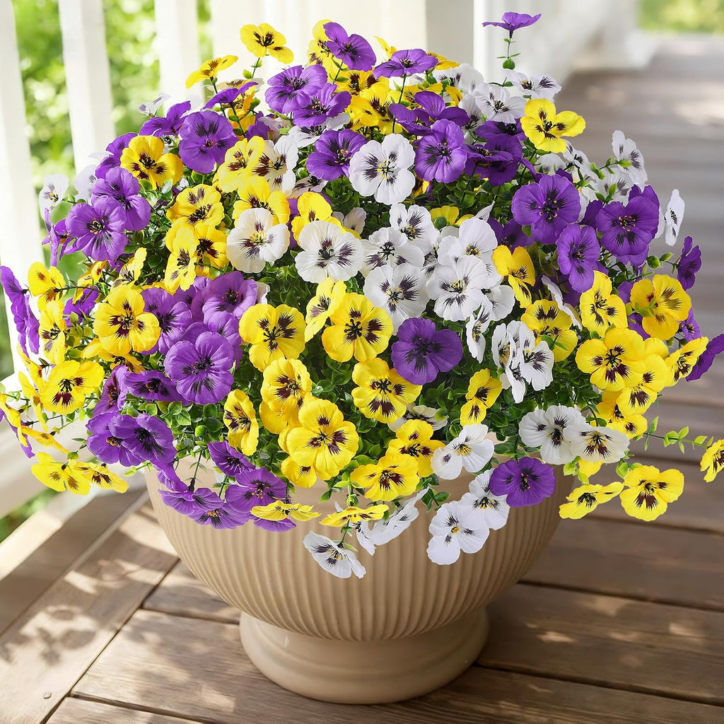 Alupssuc 48 Bundles Artificial Flowers UV Resistant for Outdoor Decor