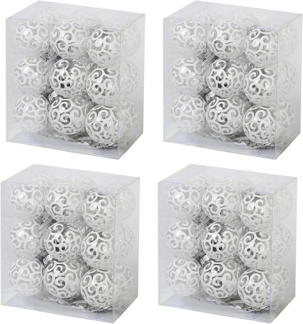 Christmas Balls, White Shatterproof Christmas Tree Ball Ornaments, Small 2.36 Inch 4 Sets
