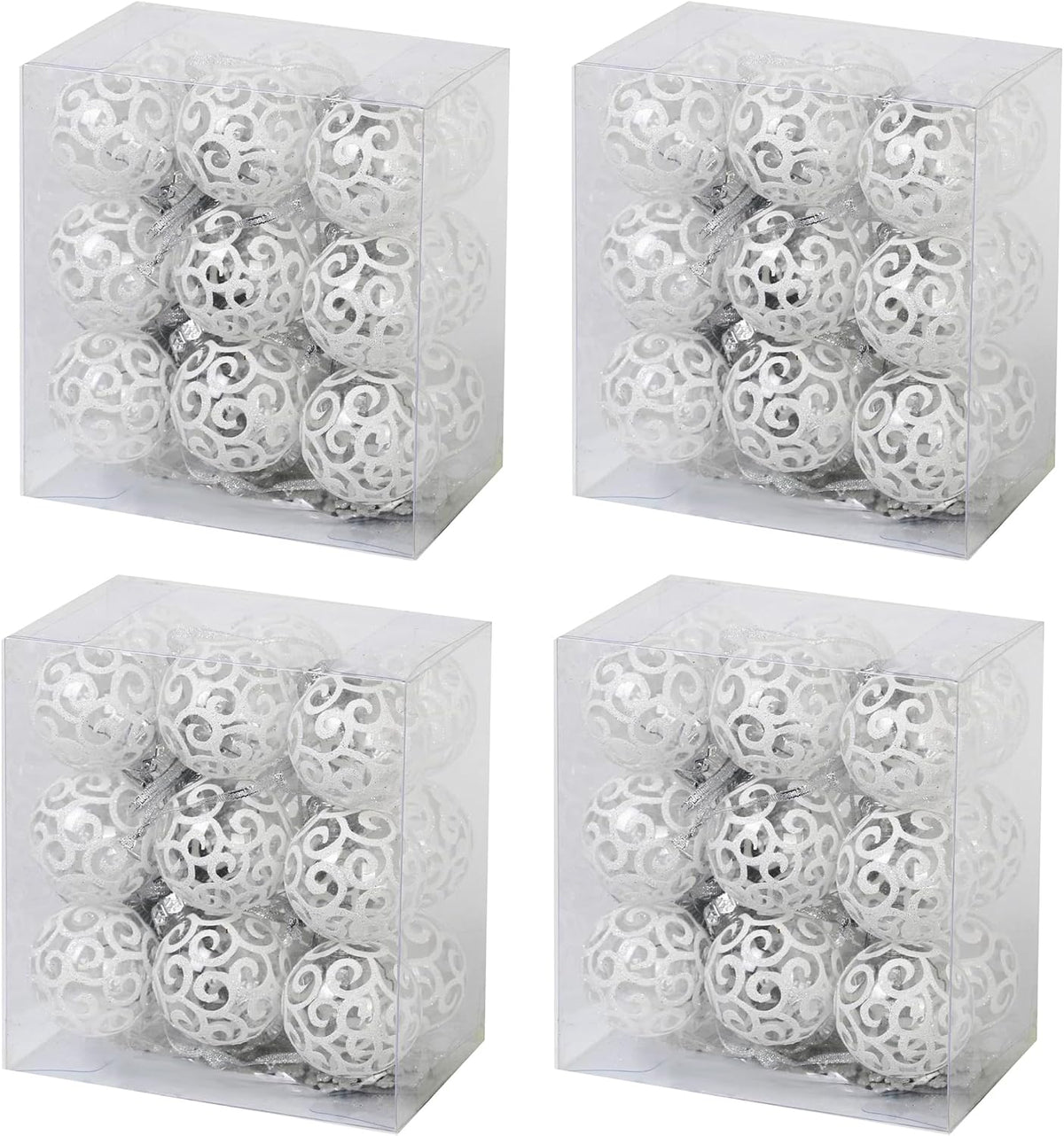 Christmas Balls, White Shatterproof Christmas Tree Ball Ornaments, Small 2.36 Inch 4 Sets