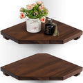 Demigo Hexagon Corner Floating Shelves, 2-Pack Acacia Wood Wall Shelf