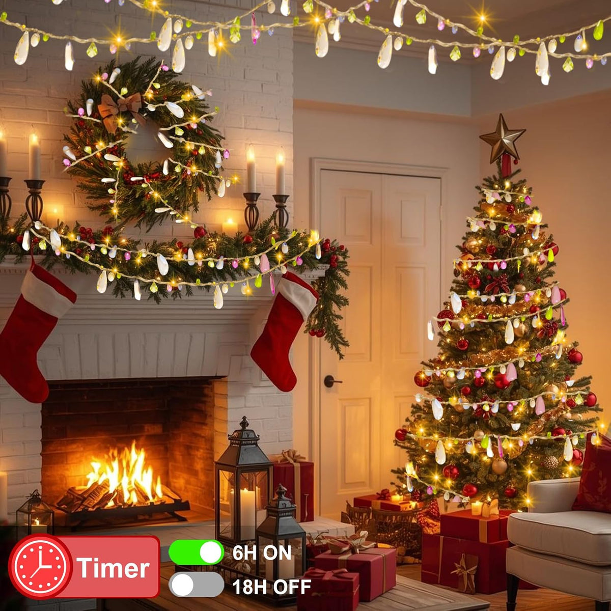 Battery Fairy String Lights Acrylic Gems Jewels String Lights with Remote