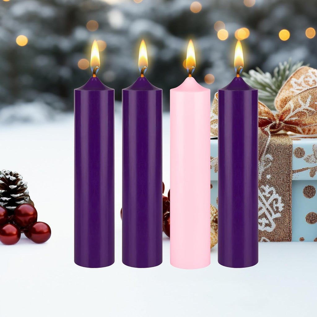 Mega Candles Unscented Advent Bell Top Pillar Candle Set 4 ct 2" x 9"