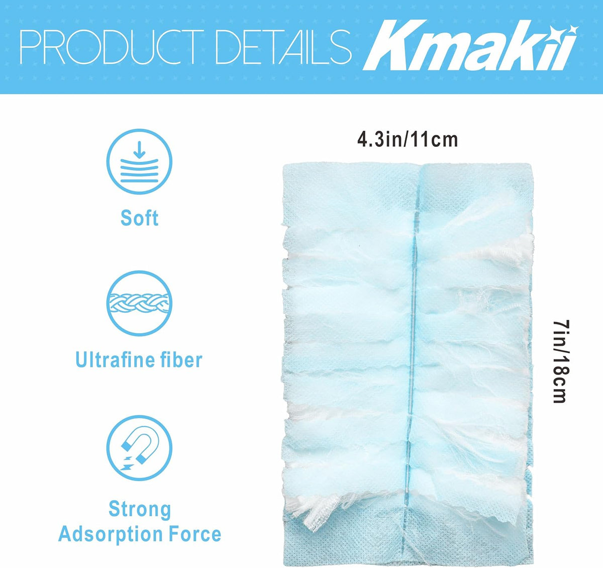 KMAKII Duster Refills, 20 Count, Blue
