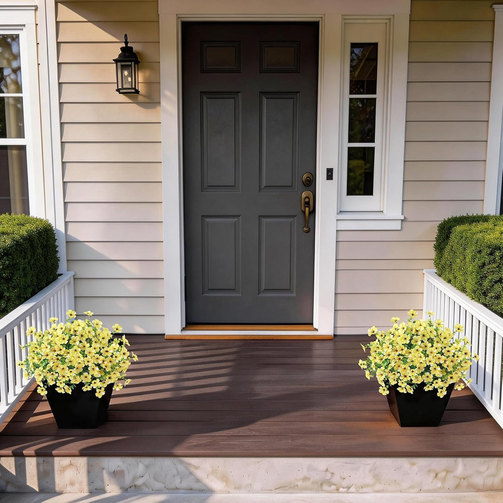 2Set Artificial Eucalyptus Flower Topiary Tree for Front Porch(Yellow)