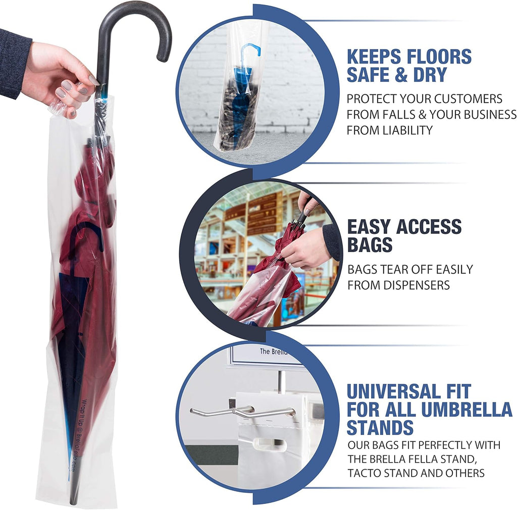 Wet Umbrella Bags - 28" Disposable Plastic Bag Refills for Umbrella Stand/Holder - 1000 Large Size Pack