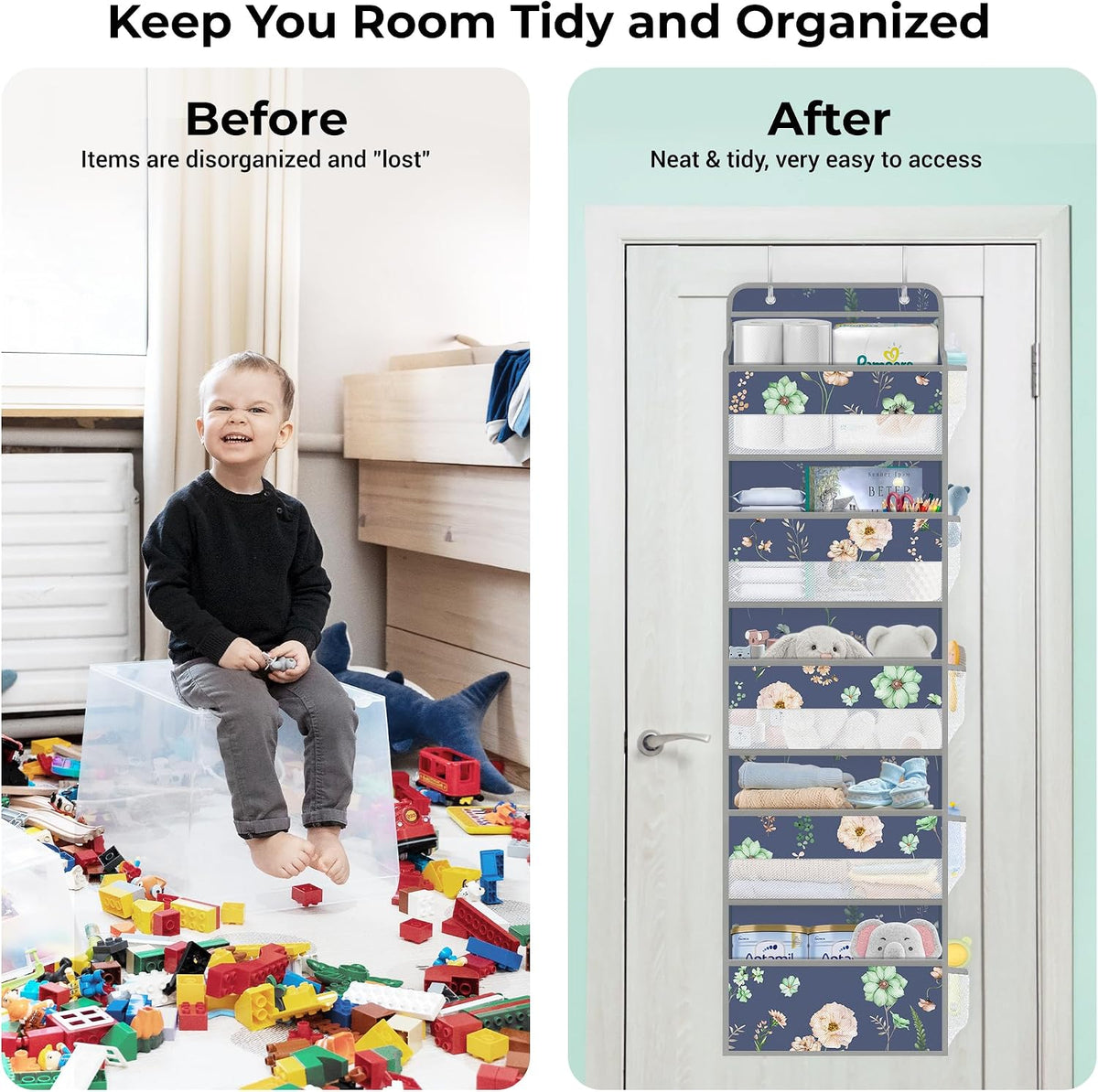 Clastyle Over the Door Organizer Diaper Toy Nursery Hanging Shelf, Leaf