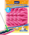 KEEPOW Reusable XL Mop Pads Compatible with Swiffer XL Sweeper, 4 Pack Pink