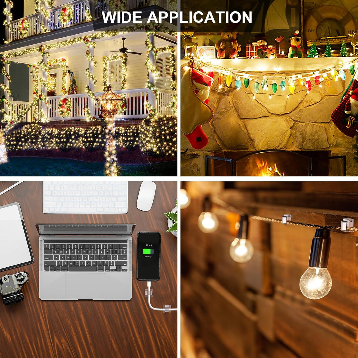 TidyHelper 105 PCS Adhesive Christmas Light Clips, Clear, Indoor/Outdoor