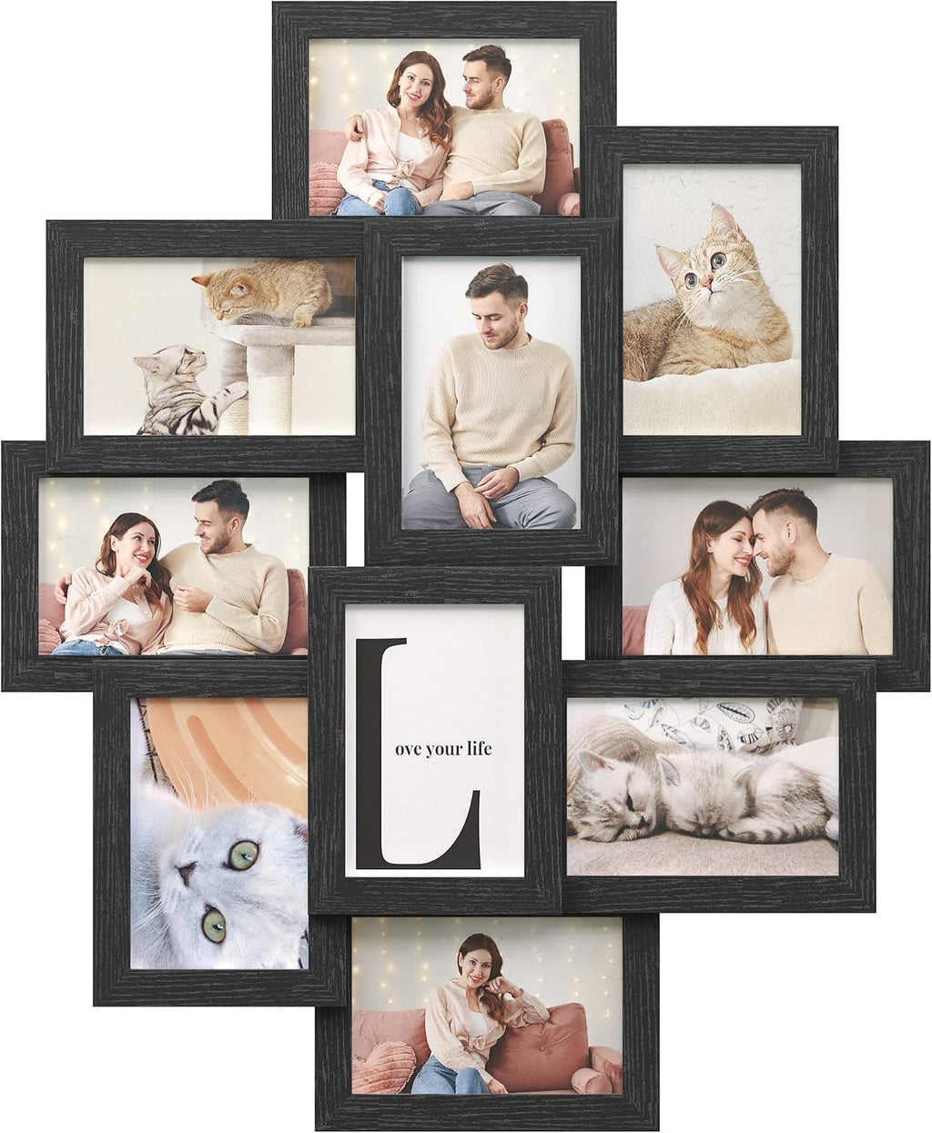 SONGMICS Collage Picture Frames for Wall Decor, 10-Pack 4 x 6, Glass Front
