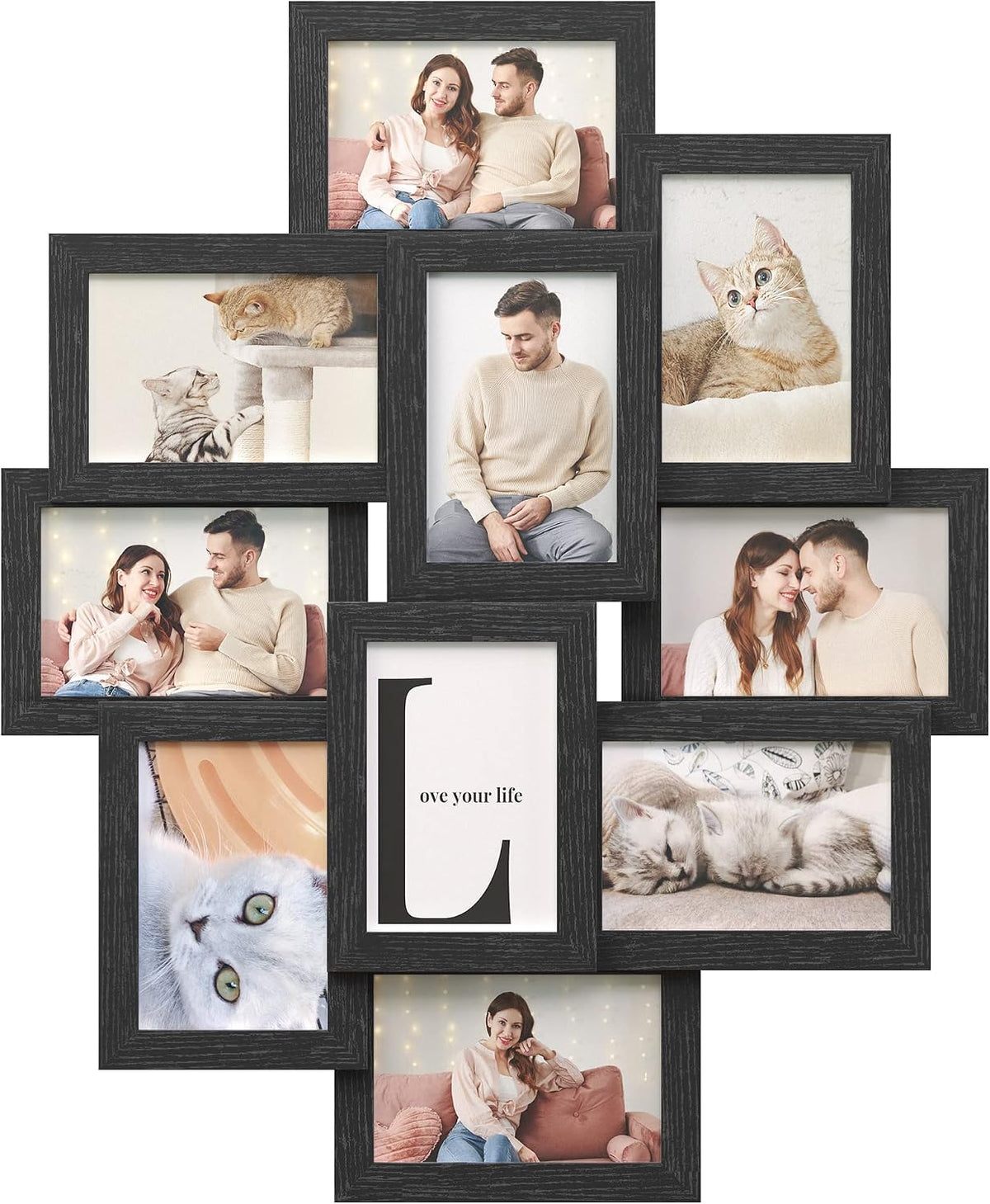 SONGMICS Collage Picture Frames for Wall Decor, 10-Pack 4 x 6, Glass Front