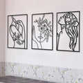 CHENGU 3 Pieces Minimalist Metal Wall Art Decor, Abstract Woman Line Art Wall Decor, Modern Metal Sculpture for Living Room Bedroom Bathroom Apartment Aesthetic Home Decoration