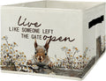 Rustic Squirrel Storage Bins & Boxes with Handles, Farmhouse Squirrel Foldable Basket for Organizing, Live Like Someone Left the Gate Open Collapsible Storage Basket for Bedroom Bathroom Clothes