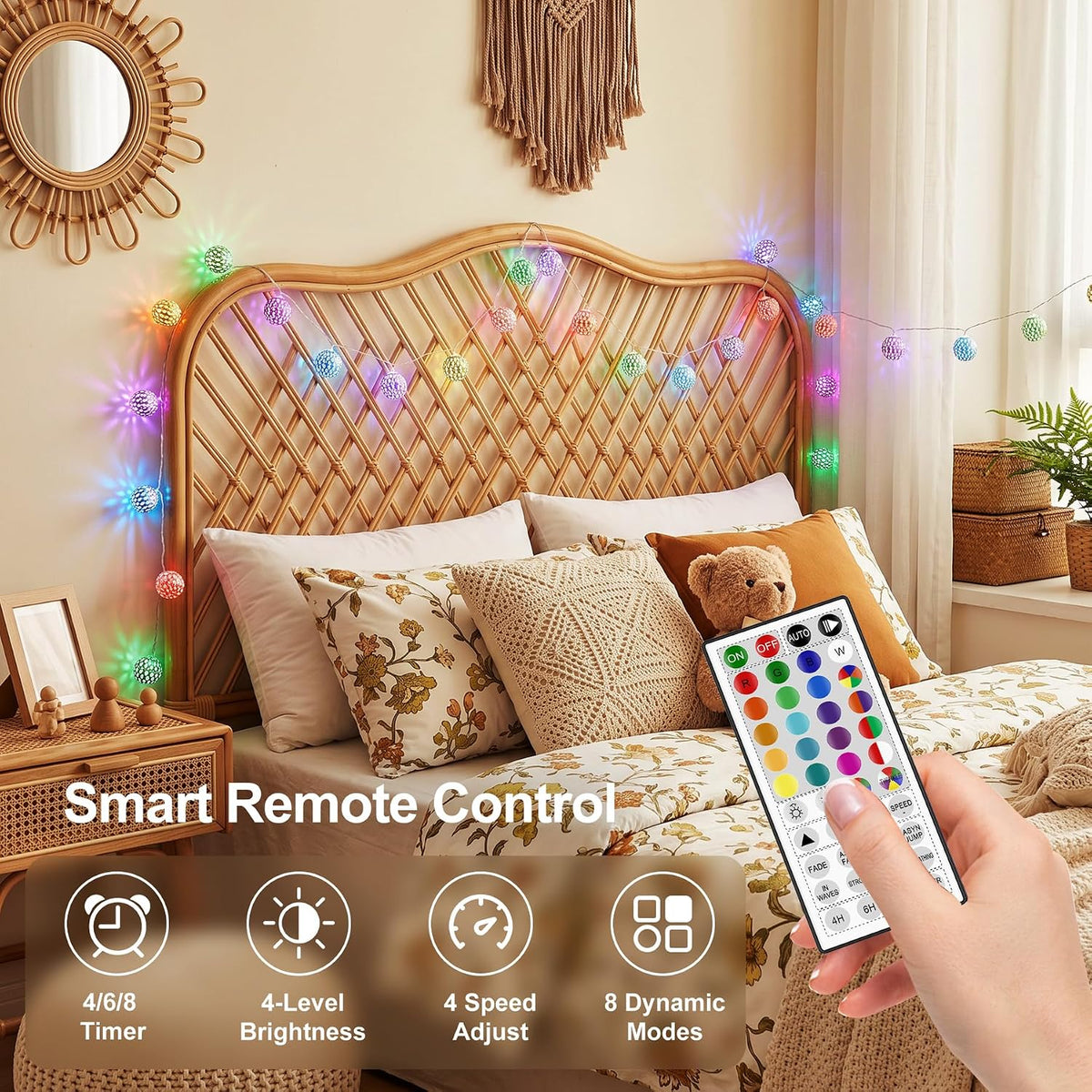 OMIKA 24 Colors Changing Globe String Light for Diwali Decor, 13ft 40 Silver Metal Balls LED Fairy Lights with Remote Timer Moroccan Orb Decorative Diwali Lights for Room Party Christmas Boho Décor