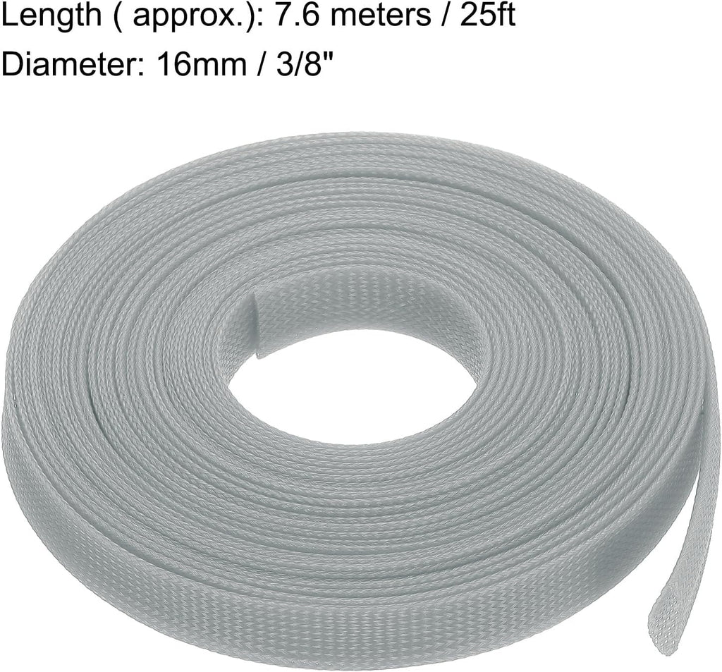 uxcell Expandable Sleeving,1-inch 25ft Cable Sleeve, Gray