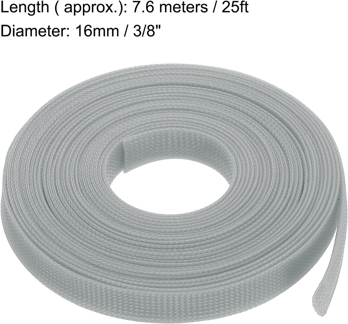 uxcell Expandable Sleeving,1-inch 25ft Cable Sleeve, Gray