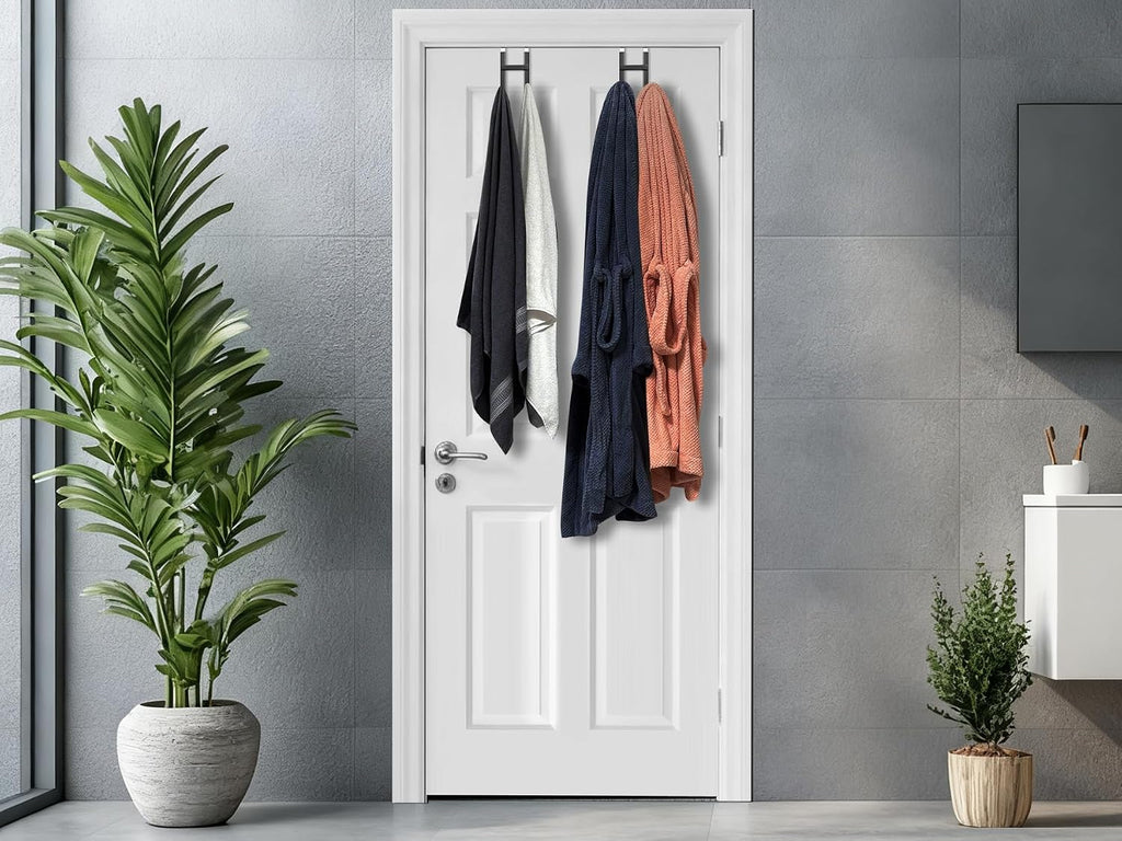 Mars-Rock Double Over Door Steel Hooks 2 Pack Fit 1-3/8" Door 5.5" Black