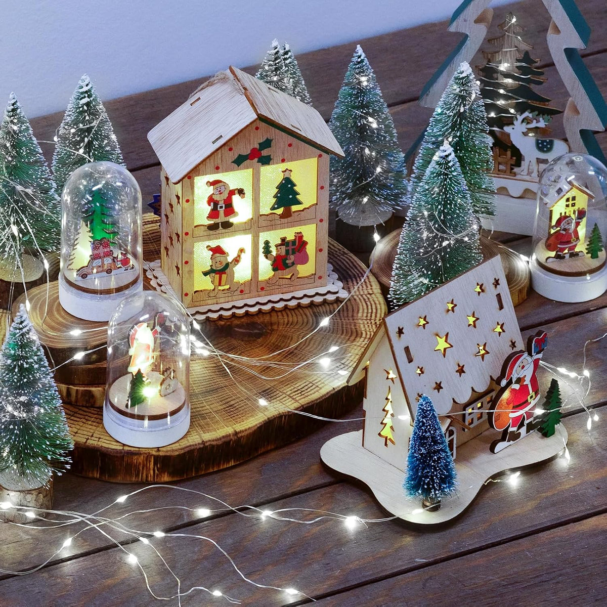 JMEXSUSS 8 Pack 50 LED White Christmas Lights Battery Operated