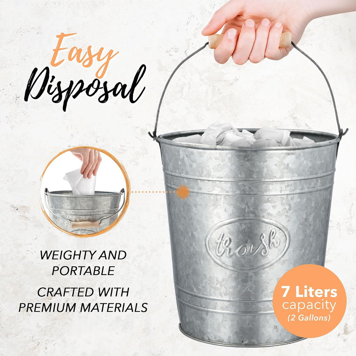 Autumn Alley Farmhouse Bathroom Trash Can and Toilet Brush Set, 2 Gallon