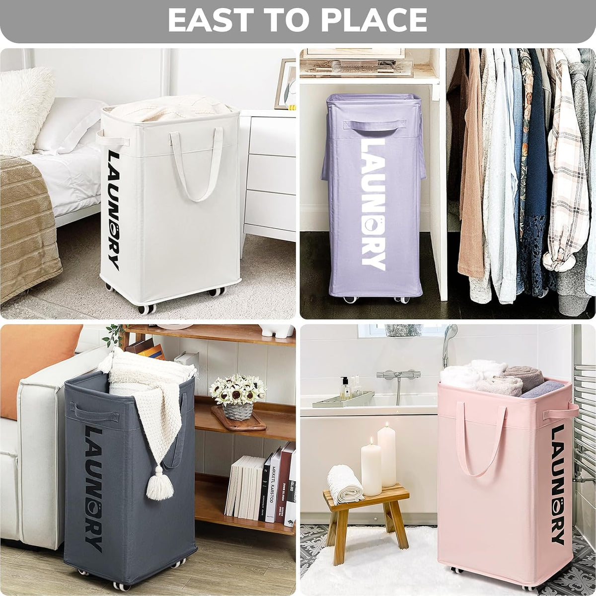 Goodpcik 75L Rolling Laundry Hamper with Wheels, Laundry Hamper for Dorm