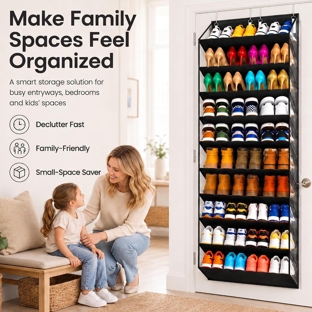 UVIAHOMI 30-40 Pairs Over the Door Shoe Organizer, 10 Tiers Fit Tall Boots