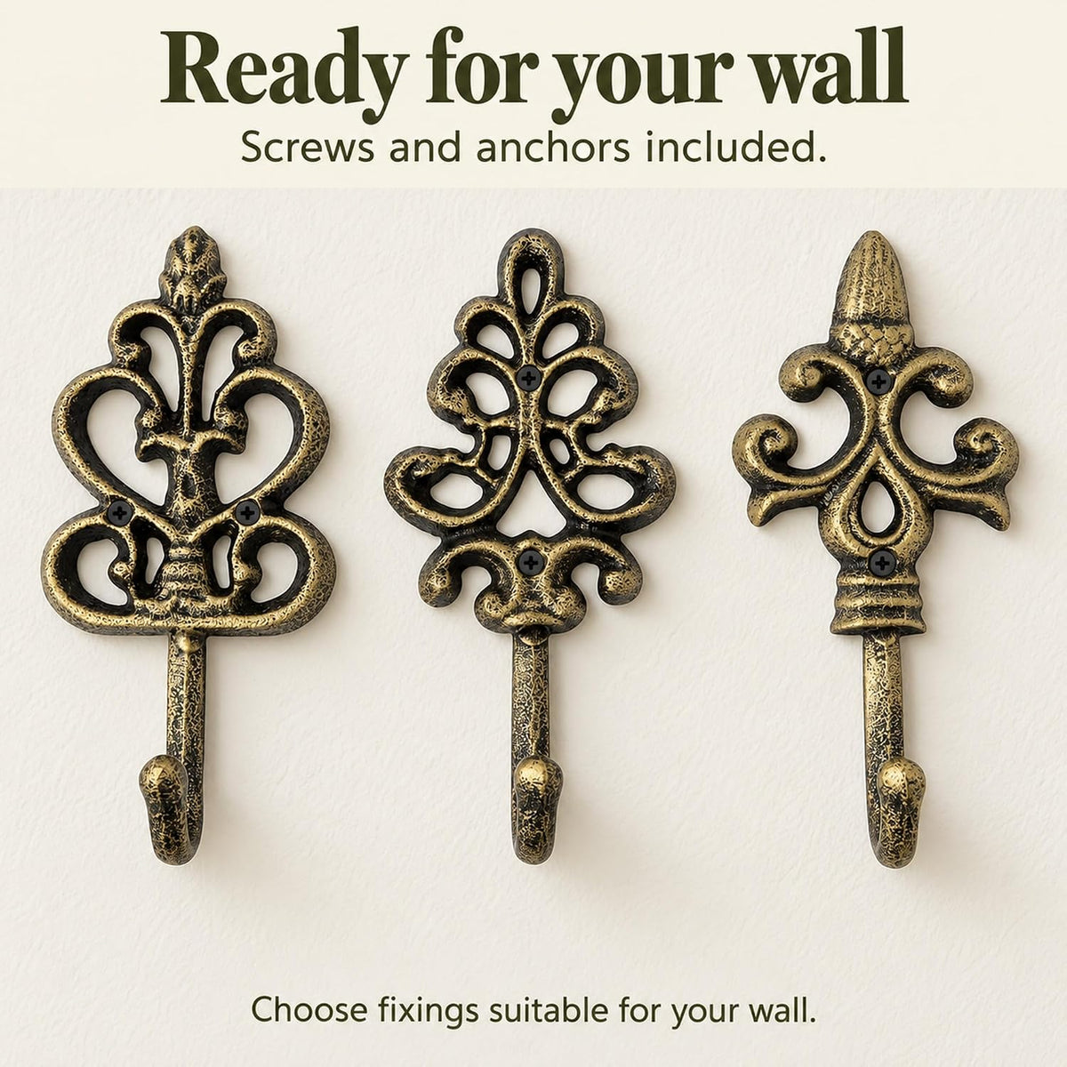 Comfify Gold and Black Cast Iron Wall Hooks