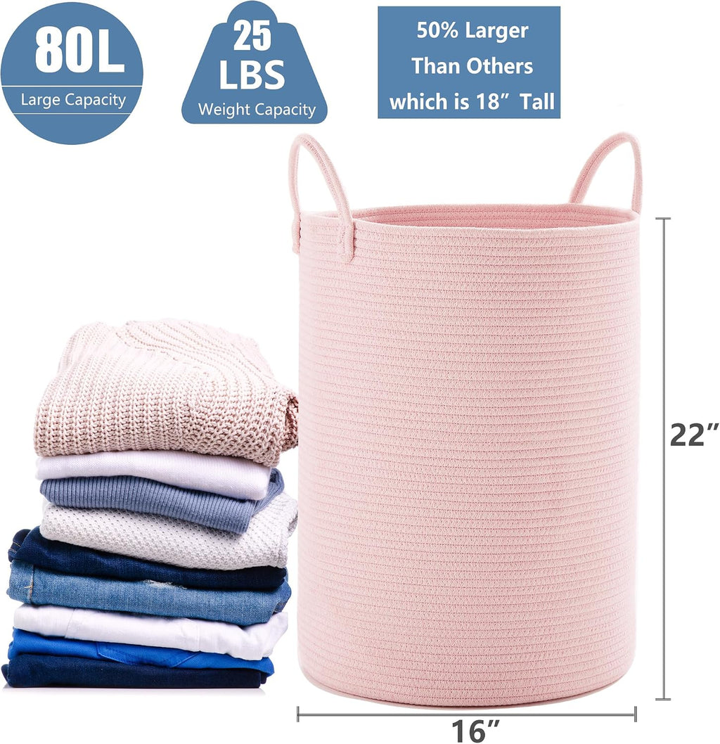 Pink Hamper Laundry Basket for Girls 80L Large Nursery Hamper