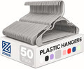 Zober Gray Plastic Hangers 50 Pack, Clothes Hangers Plastic