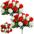 Riceshoot 2 Bouquets Cemetery Flowers for Grave, Red, White
