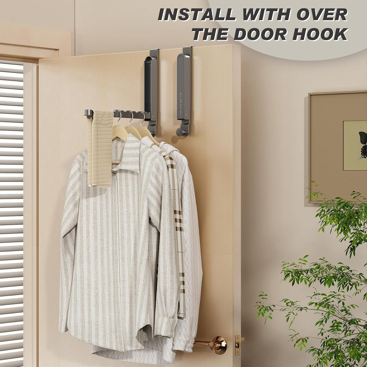 Over The Door Collapsible Drying Rack - Portable & Foldable, Indoor Small Hanging Clothes Drying Rack, Grey 2 Pack