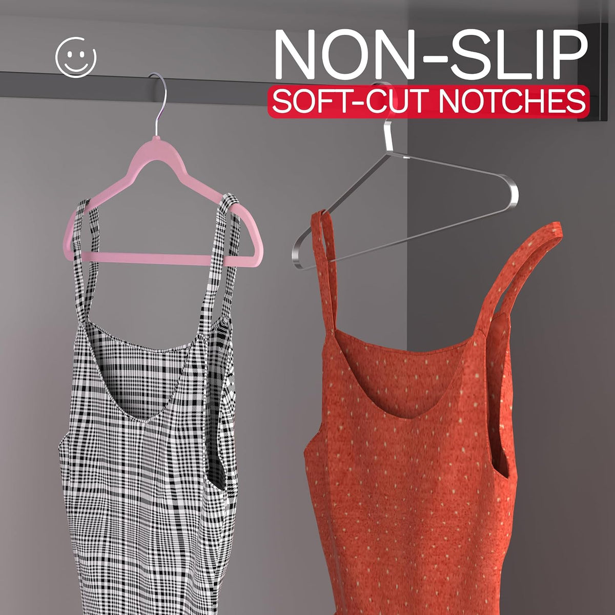 New Premium Velvet Hangers 60 Pack, Non Slip Clothes Hangers, Pink