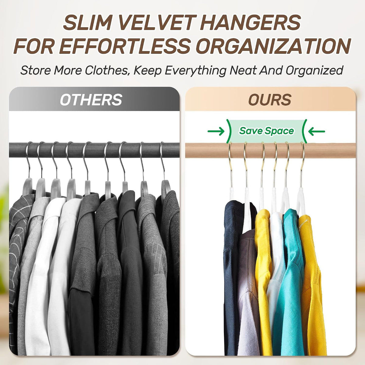 Velvet Hangers 30 Pack with Gold Hooks, Non-Slip Felt Clothes Hangers White