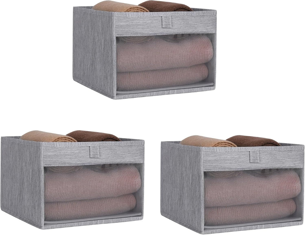 WUIKE Clear Window Storage for Dorm, Light Gray, Medium, 3-Pack