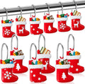 Yungyan 12 Pcs Christmas Shower Curtain Hooks Stocking Curtain Hangers