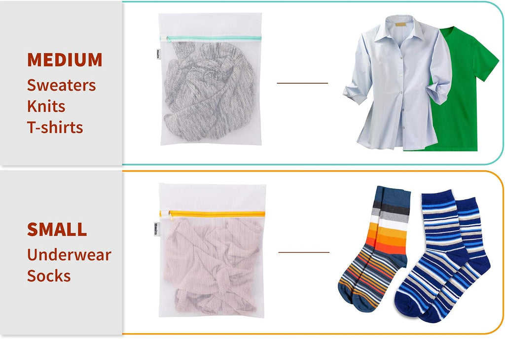 Mamlyn Mesh Laundry Bag for Delicates, Wash Bag for Underwear and Lingerie, Makeup Organizer Bag (3 Medium, 3 Small)