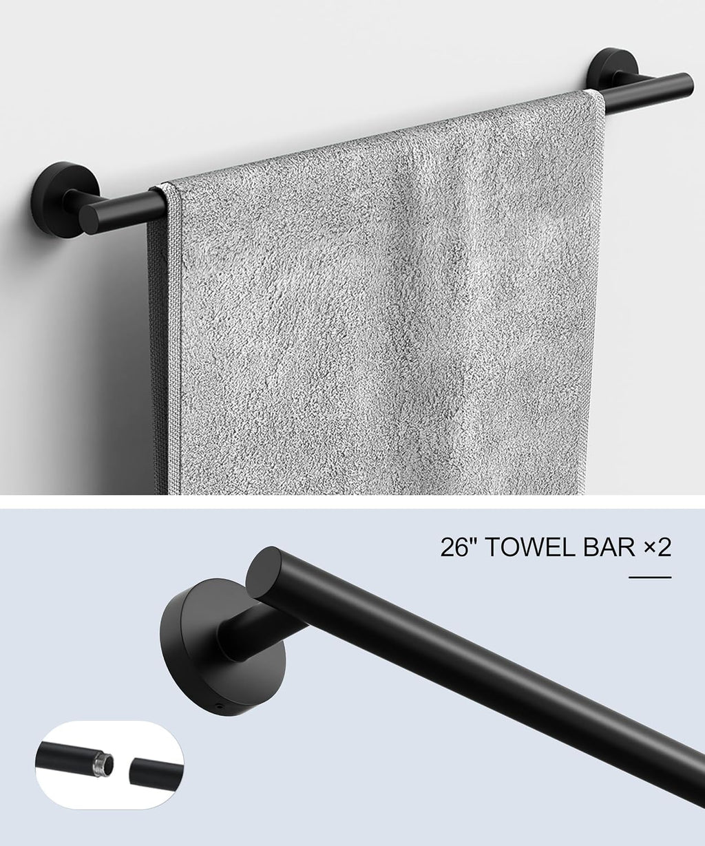 12 Pcs Matte Black Bathroom Hardware Accessories Set SUS304 Stainless Steel