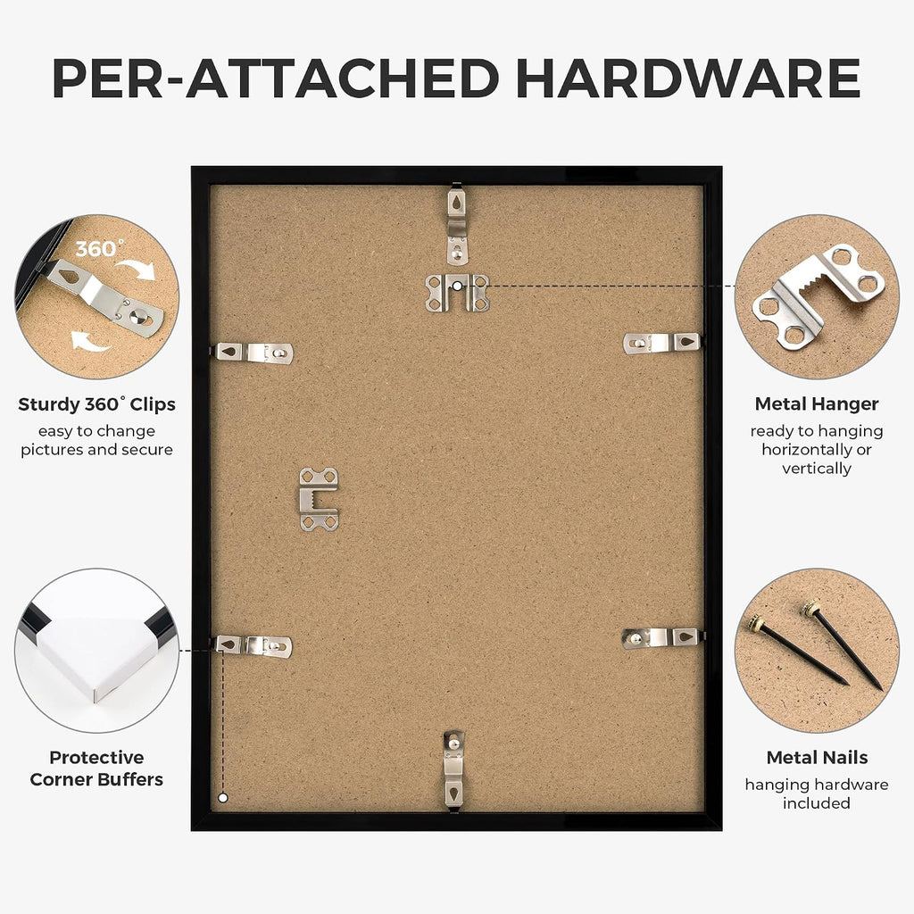 Axeman 11x14 Signature Picture Frame, 5x7 White Mat for Garduation, Black