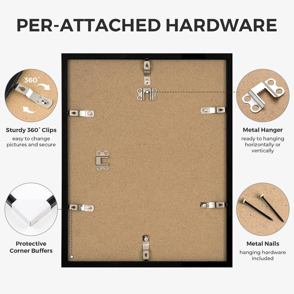 Axeman 11x14 Signature Picture Frame, 5x7 White Mat for Garduation, Black