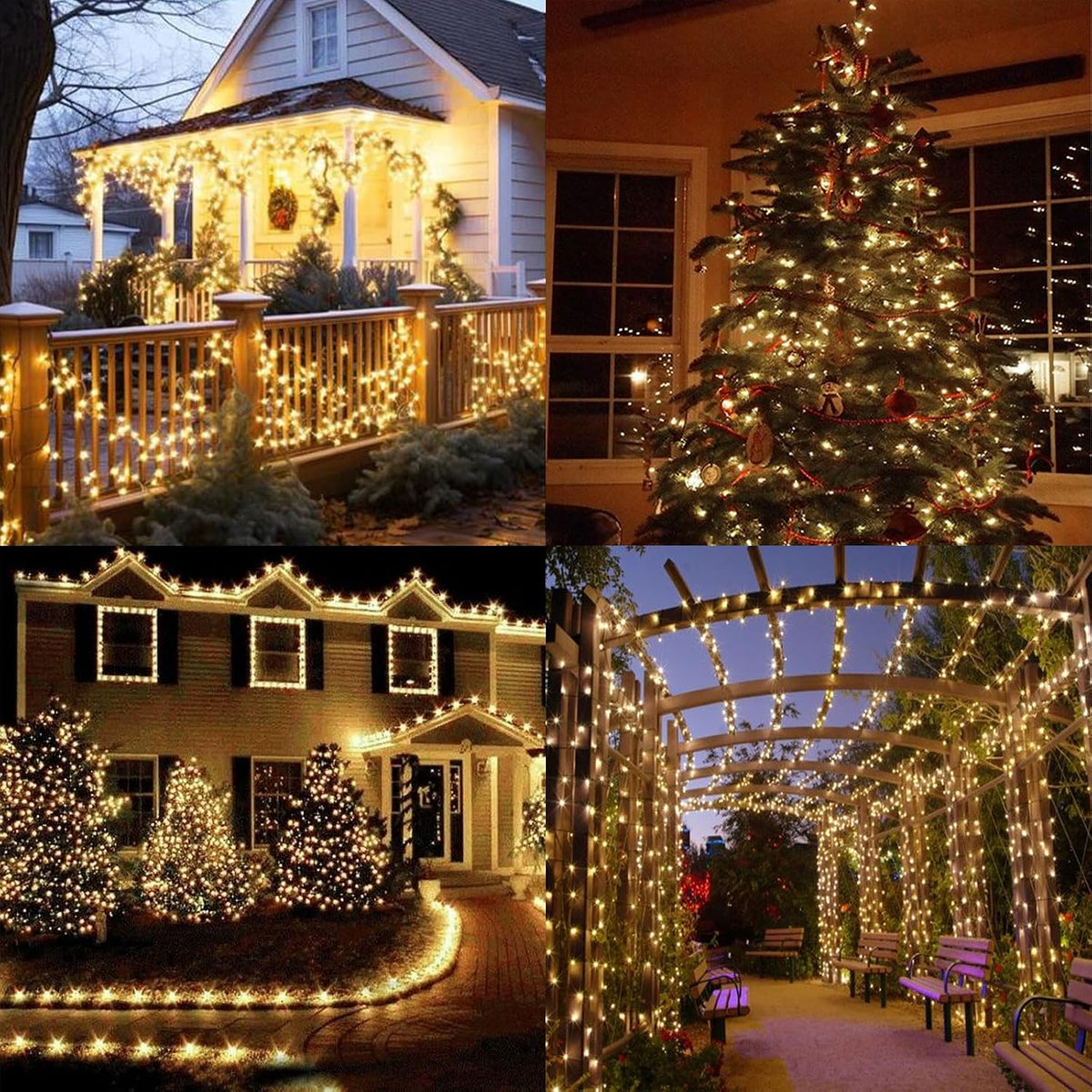 LAMPHOME Warm White Christmas Mini Lights, 32.5FT 100 LED String Lights with 16 Light Modes, Fairy Lights Plug in for Outdoor Xmas Trees Garland Wreath Holiday Decorations