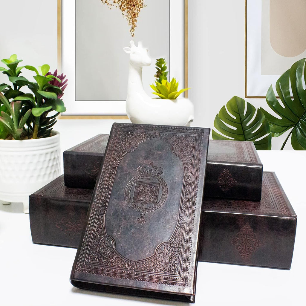 Decorative Book Box Set of 3,Vintage Style Book Shaped Storage Box